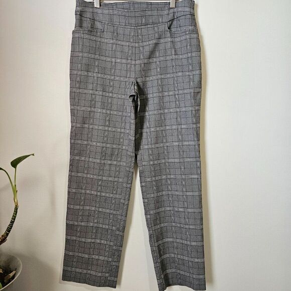 EUC TIME & TRU PLAID GREY BLACK PULL ON PANTS SIZE LARGE /12-14 WOMENS - Picture 1 of 14